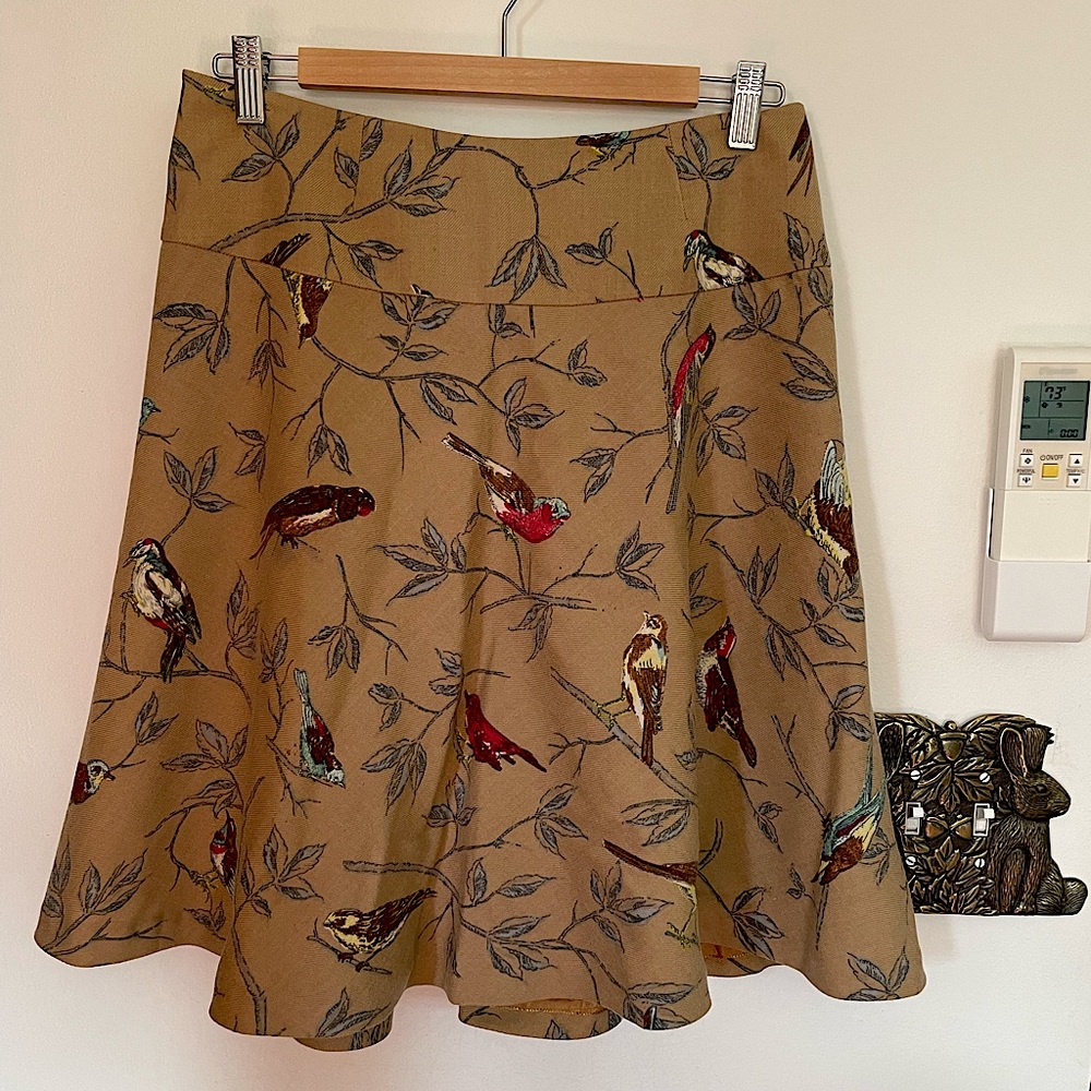 Pre-owned Anthropologie Elevenses Wool Birds Skirt Size 6
